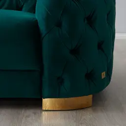 Kelly Emerald Velvet 3-Seater Sofa - Gold Legs