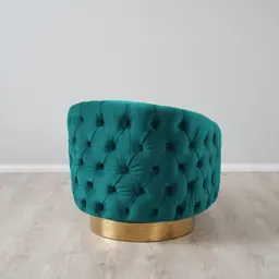 Kelly Emerald Velvet Swivel Chair - Gold Leg