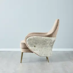 Anya Beige Velvet with Back Pattern Occasional Chair