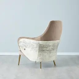 Anya Beige Velvet with Back Pattern Occasional Chair