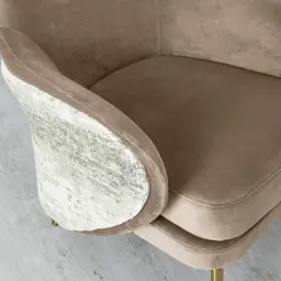 Anya Beige Velvet with Back Pattern Occasional Chair