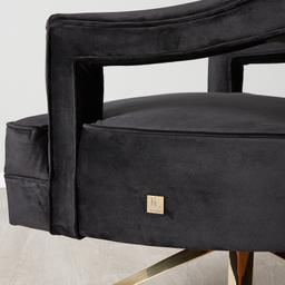 Burton Black Velvet Occasional Chair - Polished Gold Stainless Steel Legs