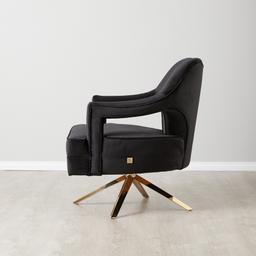 Burton Black Velvet Occasional Chair - Polished Gold Stainless Steel Legs