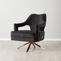 Burton Black Velvet Occasional Chair - Polished Gold Stainless Steel Legs