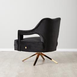 Burton Black Velvet Occasional Chair - Polished Gold Stainless Steel Legs