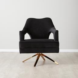 Burton Black Velvet Occasional Chair - Polished Gold Stainless Steel Legs
