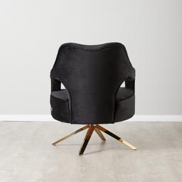 Burton Black Velvet Occasional Chair - Polished Gold Stainless Steel Legs