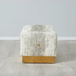 Sheppard Distressted Grey Patterned Ottoman