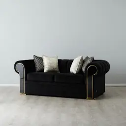 Leola Black Velvet 2-Seater Sofa