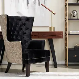 Boudicca Black Velvet with Back Pattern Armchair