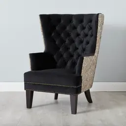 Boudicca Black Velvet with Back Pattern Armchair