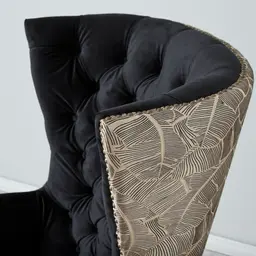 Boudicca Black Velvet with Back Pattern Armchair