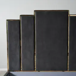 Jacques Charcoal Velvet King Bed - Gold Frame