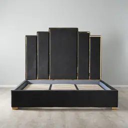 Jacques Charcoal Velvet King Bed - Gold Frame