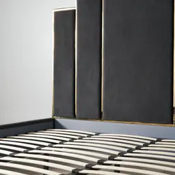 Jacques Charcoal Velvet King Bed - Gold Frame