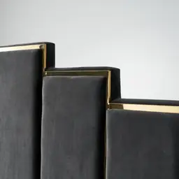 Jacques Charcoal Velvet Queen Bed - Gold Frame