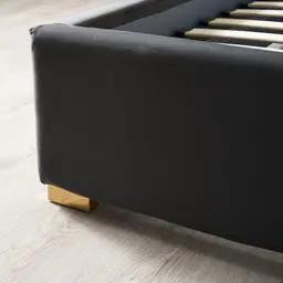 Jacques Charcoal Velvet Queen Bed - Gold Frame