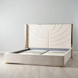 Gertrude Cream Velvet Queen Bed