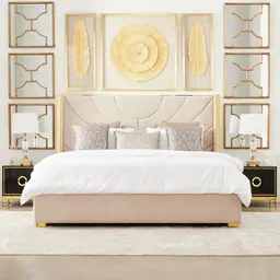 Gertrude Cream Velvet Queen Bed