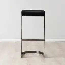 Rouven Black Velvet 79cm Bar Stool - Black Nickel Legs