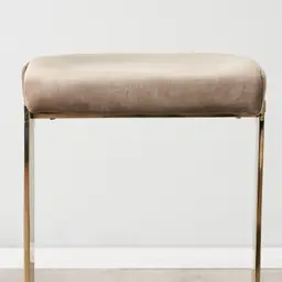 Rouven Beige Velvet 79cm Bar Stool - Champagne Gold Legs