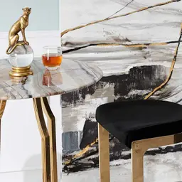 Rouven Sand Beige Vegan Leather 79cm Bar Stool - Brushed Gold Legs