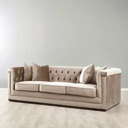 Pascal Beige Velvet 3-Seater Sofa 