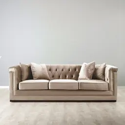 Pascal Beige Velvet 3-Seater Sofa 