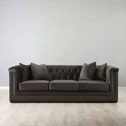 Pascal Mushroom Velvet 3-Seater Sofa 