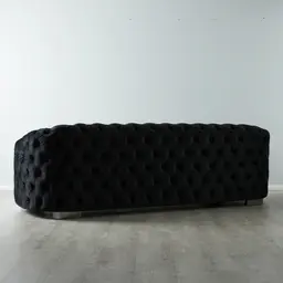 Kelly Black Velvet 3-Seater Sofa - Black Nickel Legs