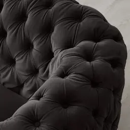 Kelly Charcoal Velvet 3 Seater Sofa - Black Nickel Legs