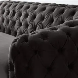 Kelly Charcoal Velvet 3 Seater Sofa - Black Nickel Legs