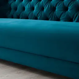 Kelly Peacock Blue Velvet 3 Seater Sofa - Gold Legs