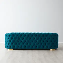 Kelly Peacock Blue Velvet 3 Seater Sofa - Gold Legs