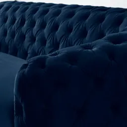 Kelly Navy Blue Velvet 3-Seater Sofa - Silver Legs