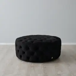 Kelly Black Velvet Ottoman