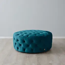 Kelly Peacock Blue Velvet Ottoman 