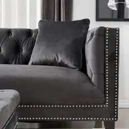 Vogue Charcoal Velvet 3-Seater Sofa 