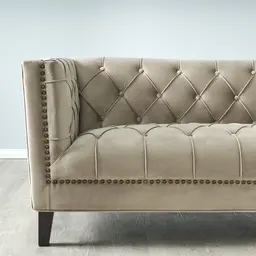 Manuel Beige Velvet 3-Seater Sofa 