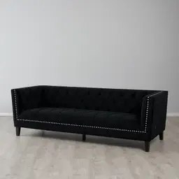 Manuel Black Velvet 3-Seater Sofa 