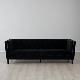 Manuel Black Velvet 3-Seater Sofa 