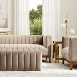 Astoria III Beige Velvet 2-Seater Sofa 