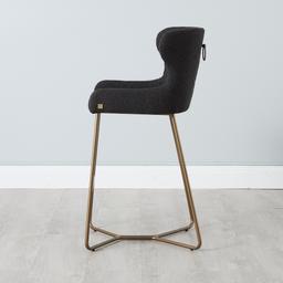 Quinn Charcoal Boucle Bar Stool - Brass Colour Legs