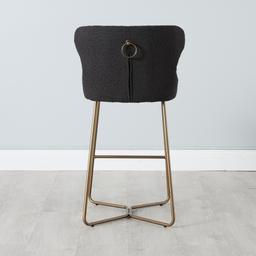 Quinn Charcoal Boucle Bar Stool - Brass Colour Legs