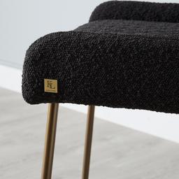 Quinn Charcoal Boucle Bar Stool - Brass Colour Legs