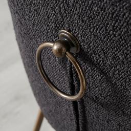 Quinn Charcoal Boucle Bar Stool - Brass Colour Legs