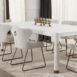 Quinn Cream Boucle Dining Chair - Brass Colour Legs