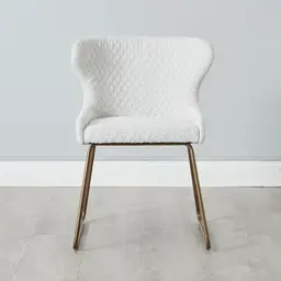 Quinn Cream Boucle Dining Chair - Brass Colour Legs
