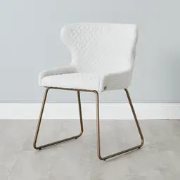 Quinn Cream Boucle Dining Chair - Brass Colour Legs