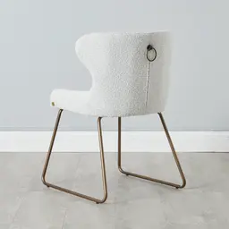 Quinn Cream Boucle Dining Chair - Brass Colour Legs